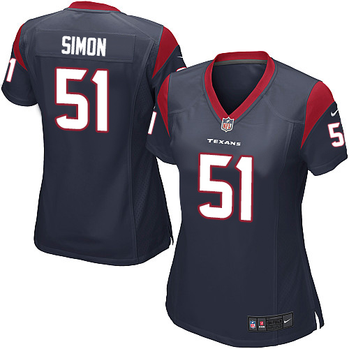 Women's Game John Simon Nike Jersey Navy Blue Home - #51 NFL Houston Texans